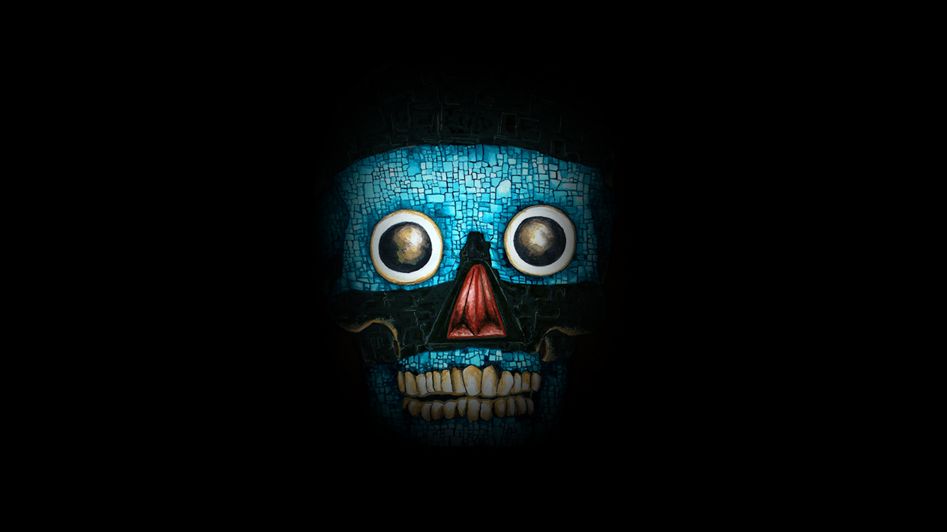 Blue Line Skull Wallpaper