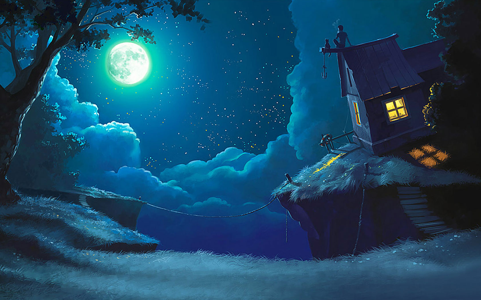 Bright Moonlight Wallpaper Desktop Background Scenery