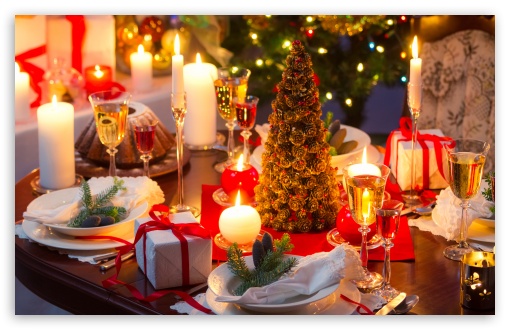 Christmas Dinner Table 4k HD Desktop Wallpaper For
