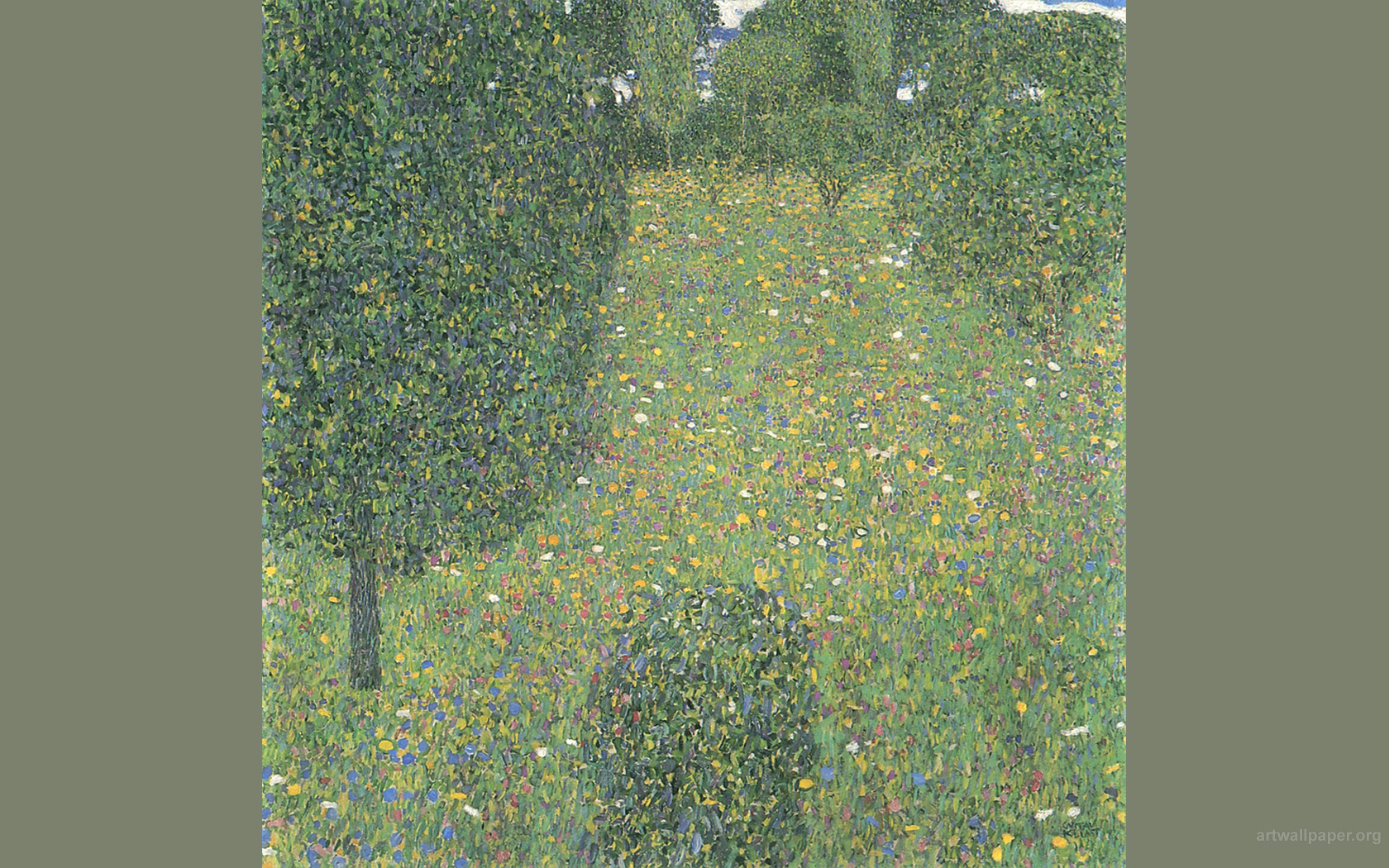 Garden Landscape Blooming Meadow Gustav Klimt Wallpaper