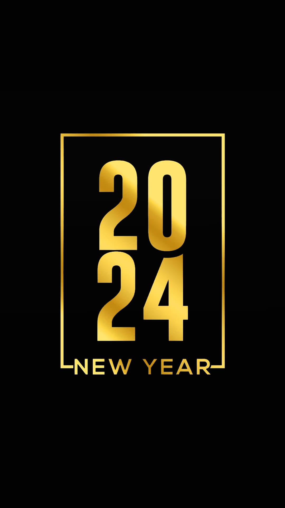 A stylish gold 2024 New Year design on a black background