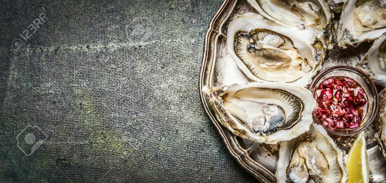 Free download Oysters With Lemon And Shallots Sauce On Rustic