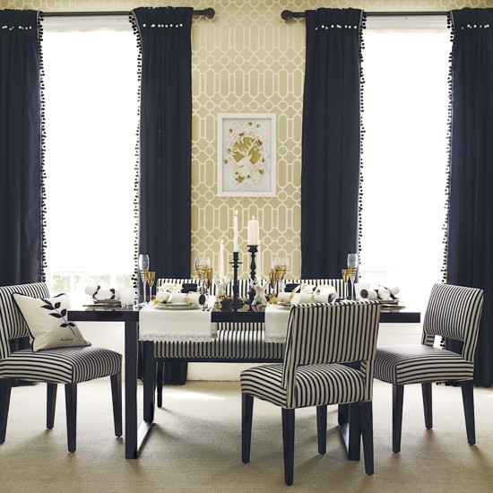 Classic dining room Modern dining room Geometric wallpaper Image