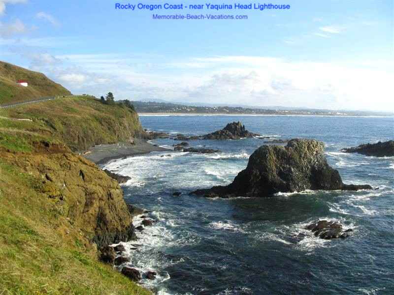 Oregon Coast Near Newport And Yaquina Head Lighthouse On