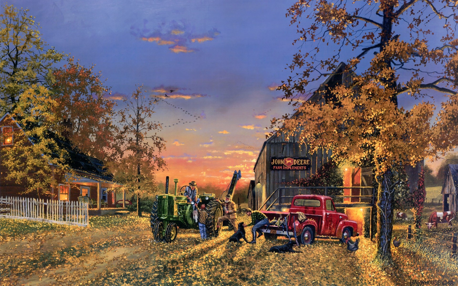 Country Artistic Farm Vehicles Tractor People Landscapes Autumn Fall