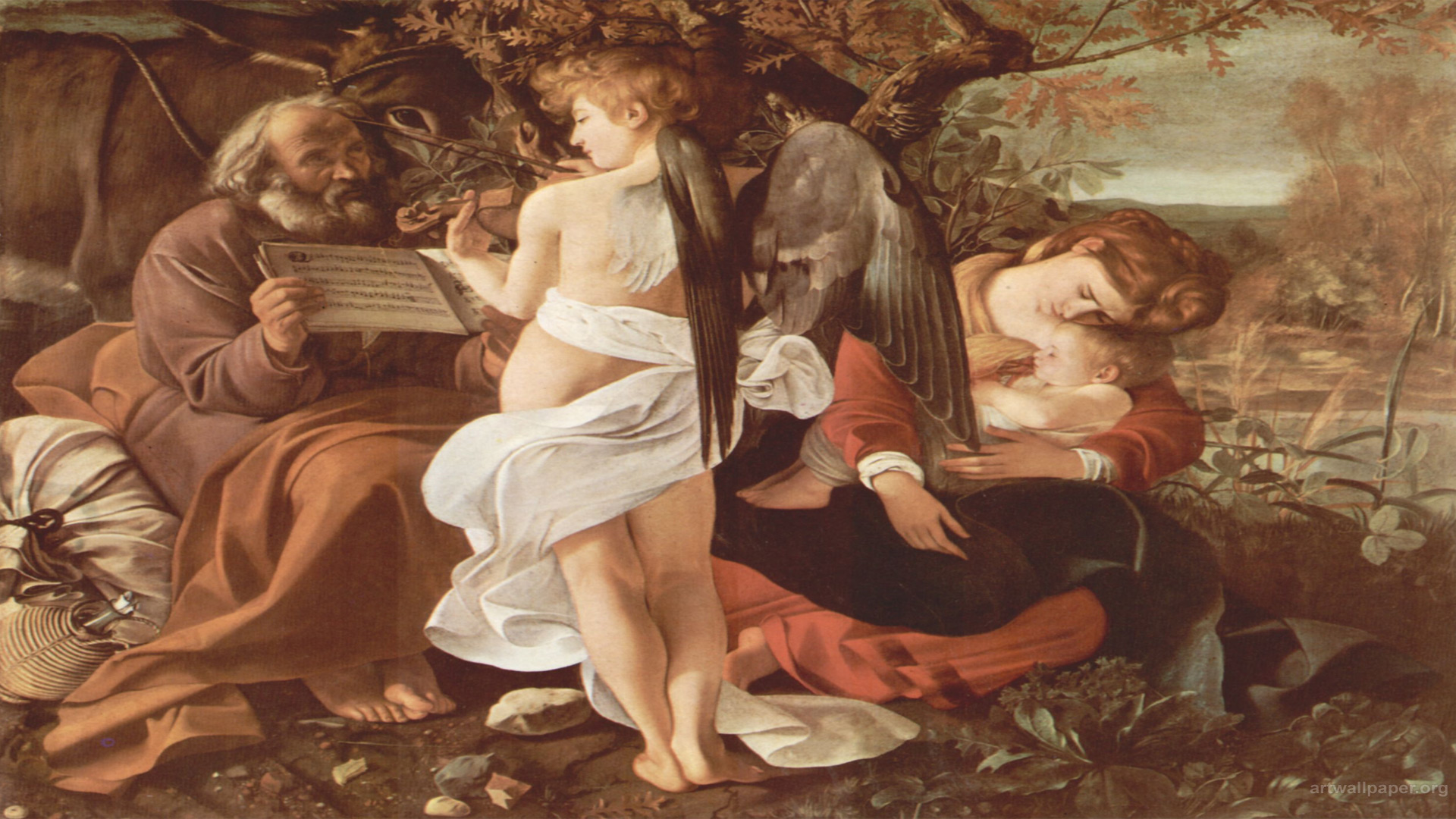 Rest On The Flight To Egypt Caravaggio Michelangelo Wallpaper