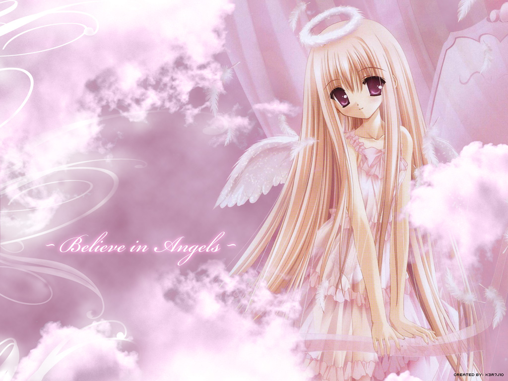 Angel Pink Tinkle Wings Konachan Anime Wallpaper We Heart It
