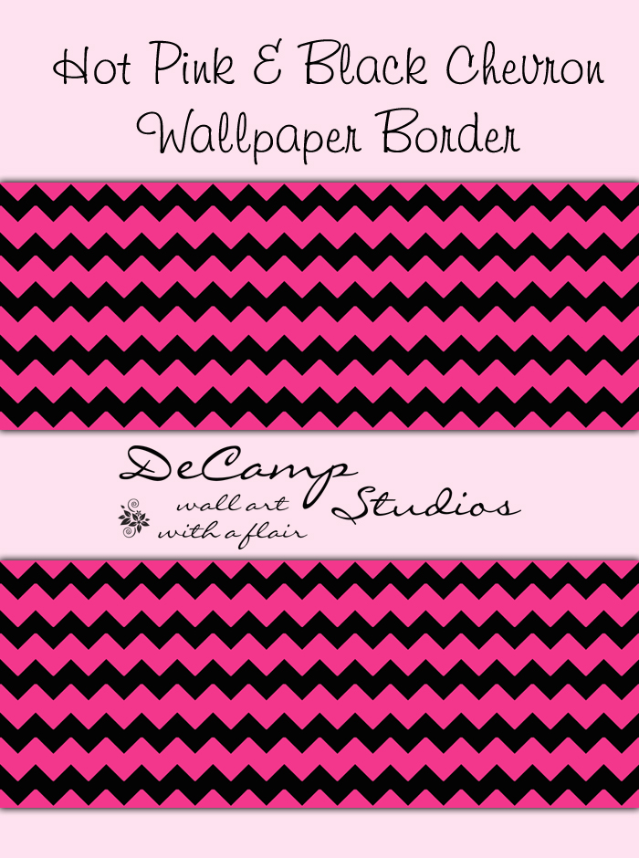 Hot Pink Chevron Wallpaper Border Wall Decals Teen Girls Room