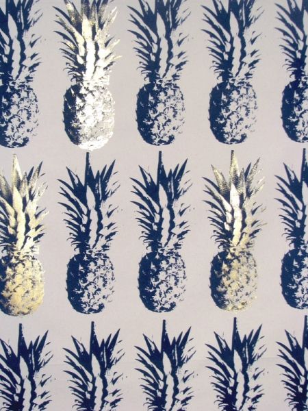 Pineapple Wallpaper Prints Navy Blue Pattern