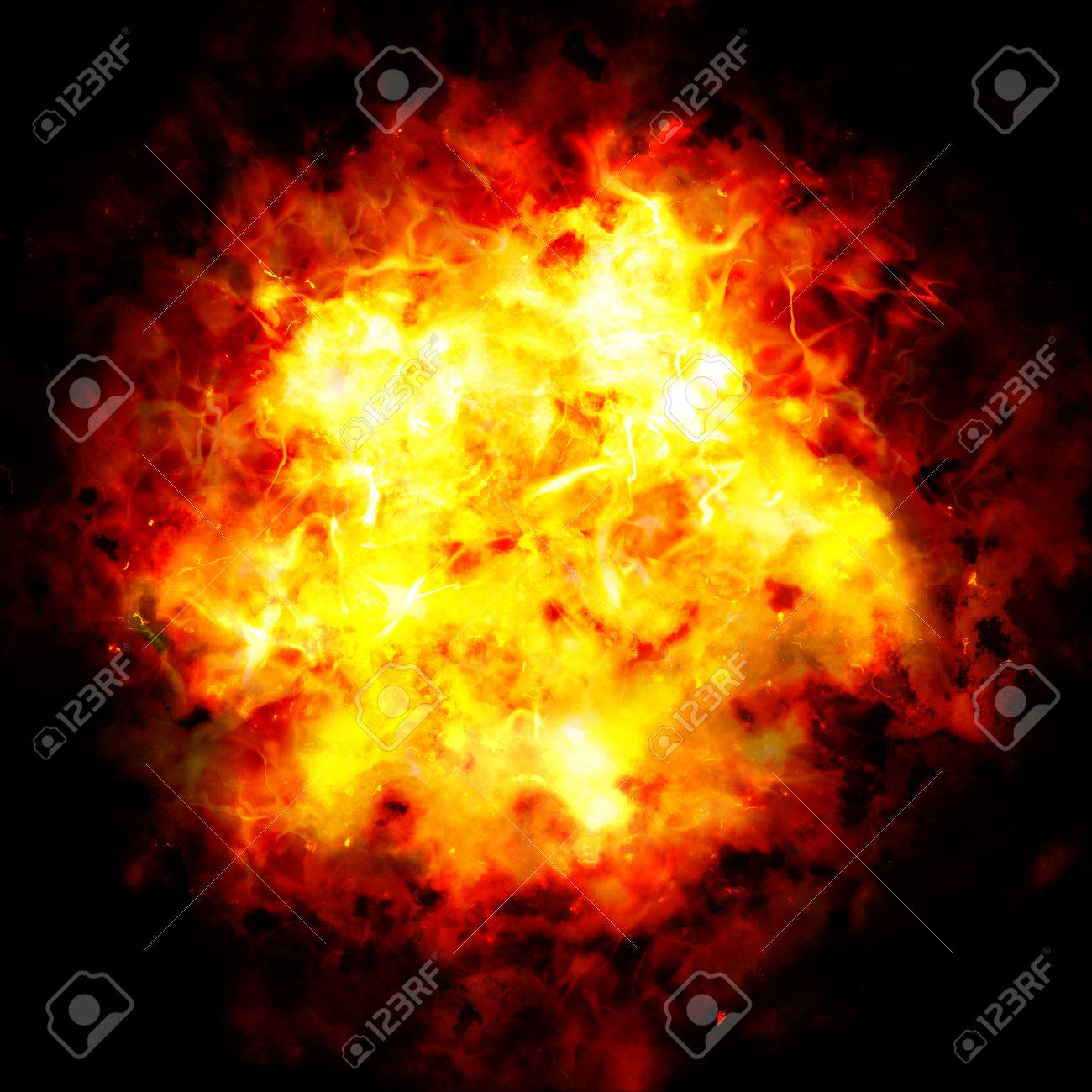 Powerful Explosion On Black Background A High Resolution Stock