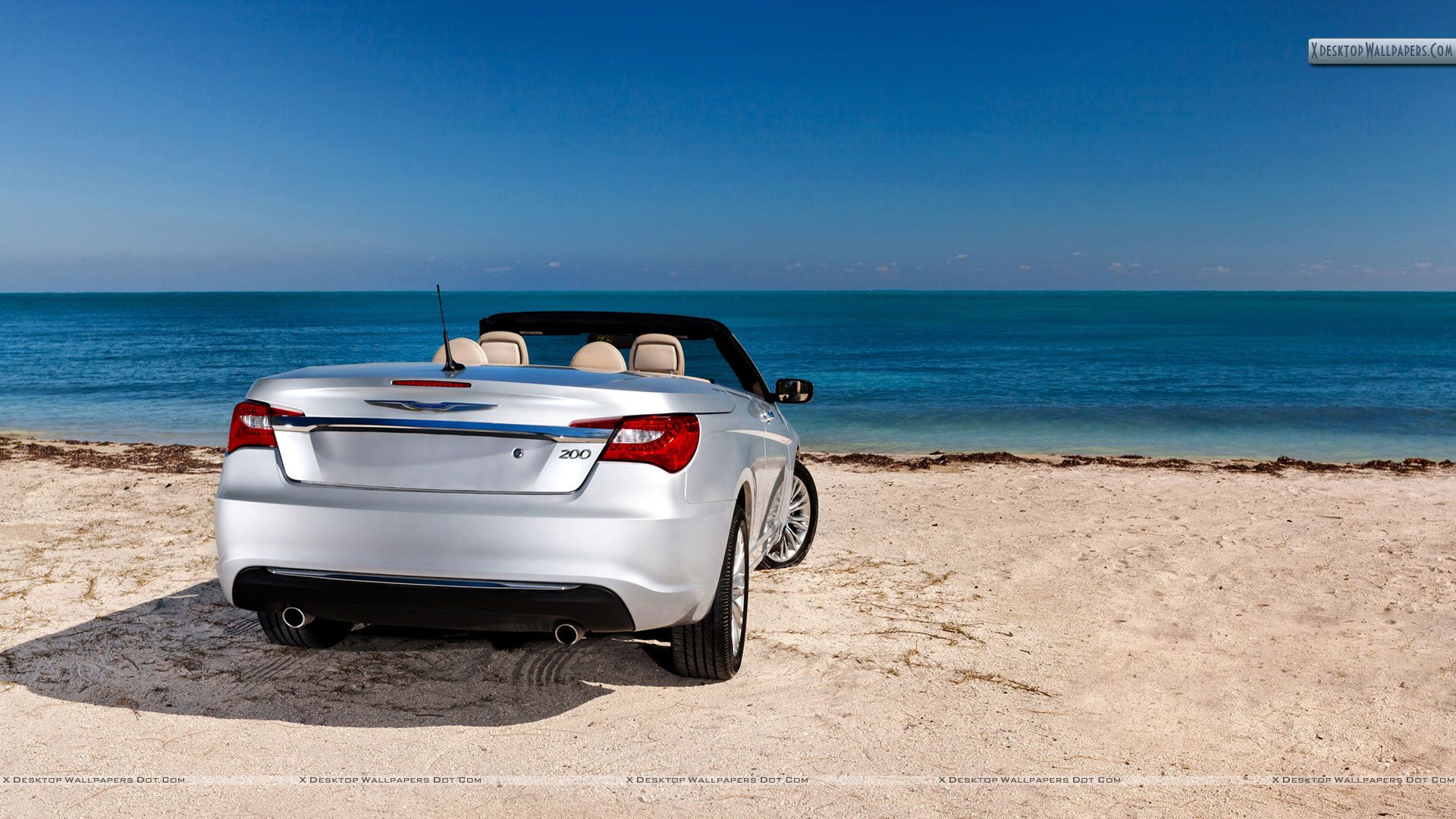 Back Pose Chrysler Convertible Near Beach Wallpaper