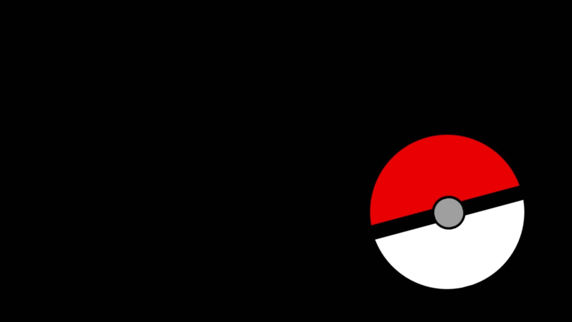A minimalist Poké Ball on a black background