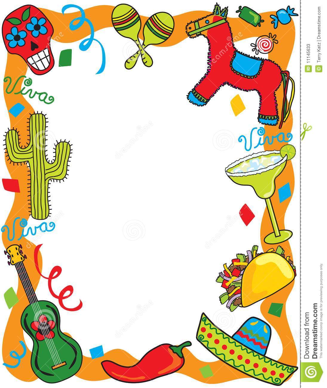 Mexican Fiesta Background Borders Clip