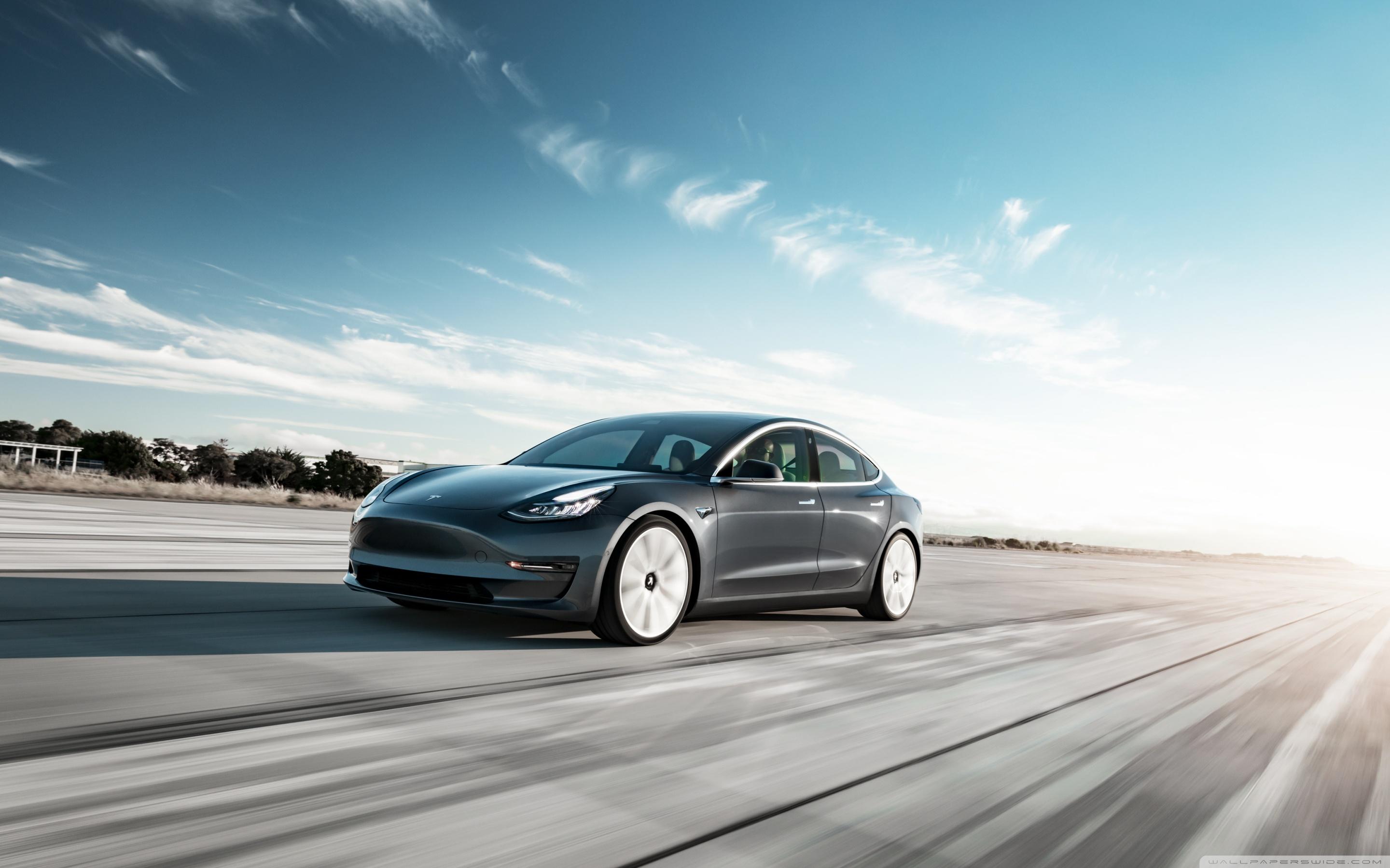 Tesla Model Electric Car Midnight Silver Performance Motion