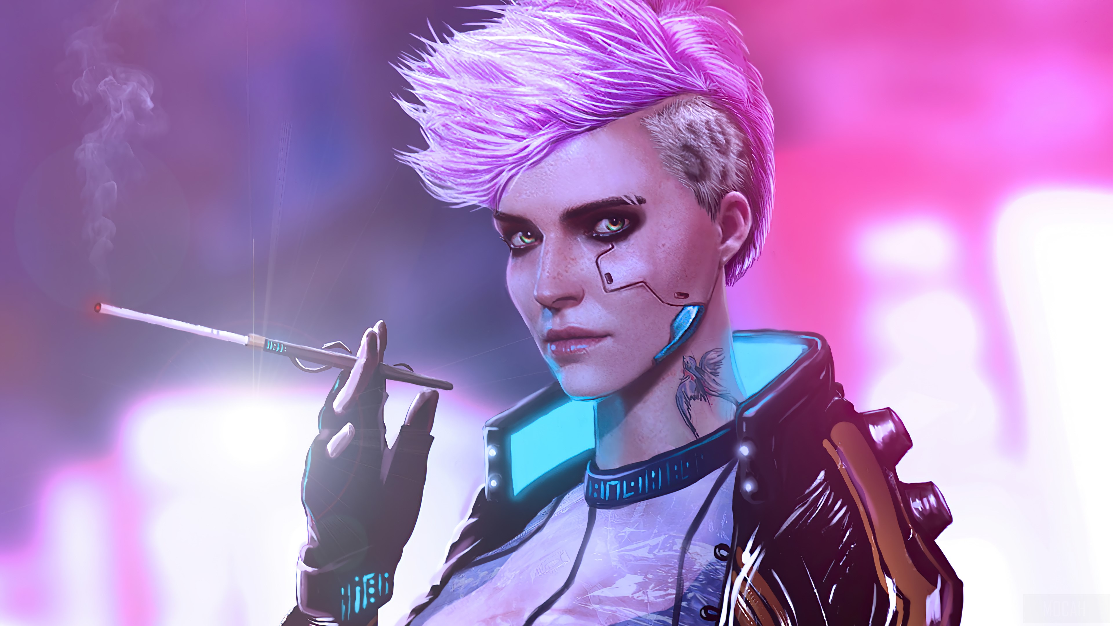 Cyberpunk Girl Smoking 4k Wallpaper HD Games Image