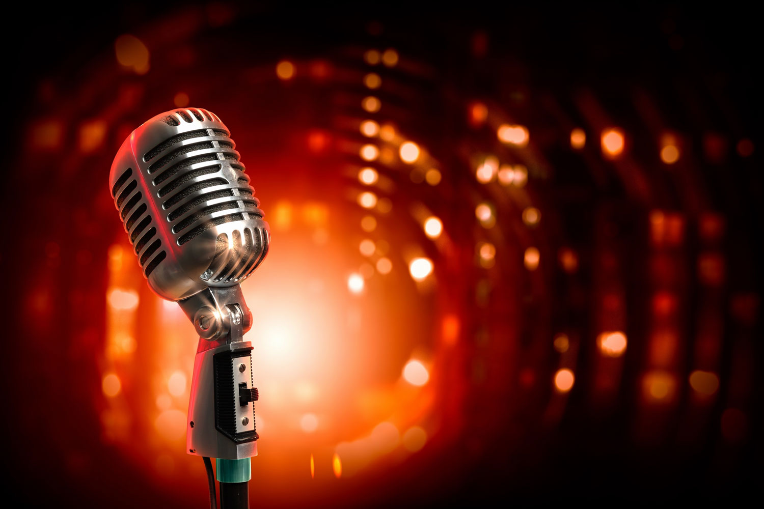Microphone And Band Print A Wallpaper