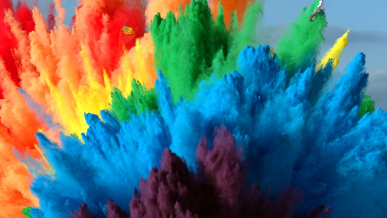 The Slow Mo Guys Bine Colored Powder And Air Bags To Create