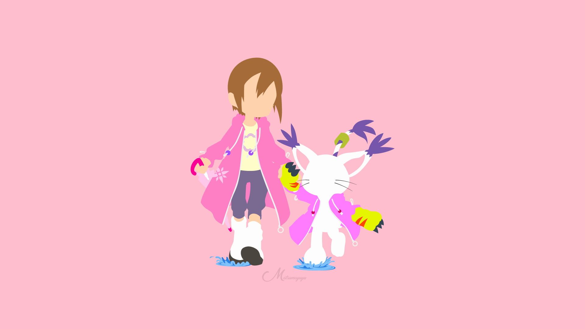 Digimon Hikari Yagami Minimalist Tailmon Vector 1080p