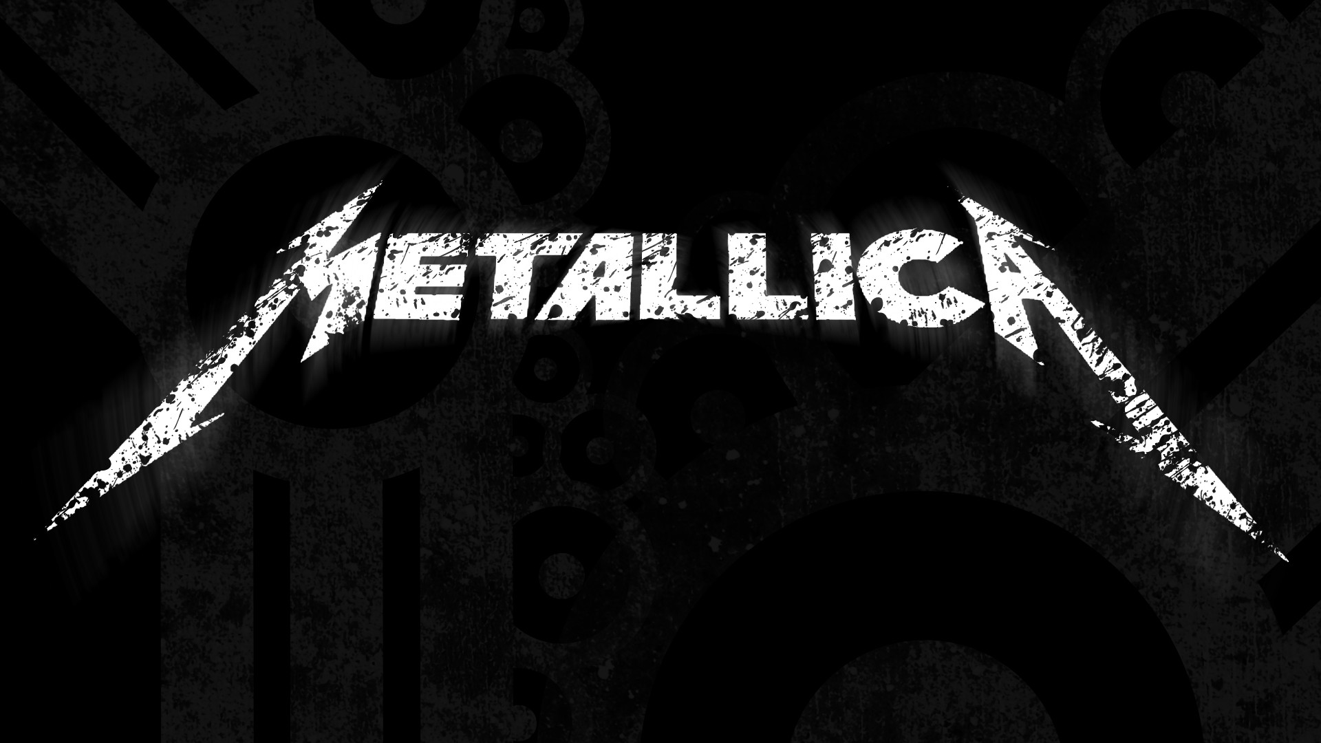 A grunge-style Metallica logo on a textured black background
