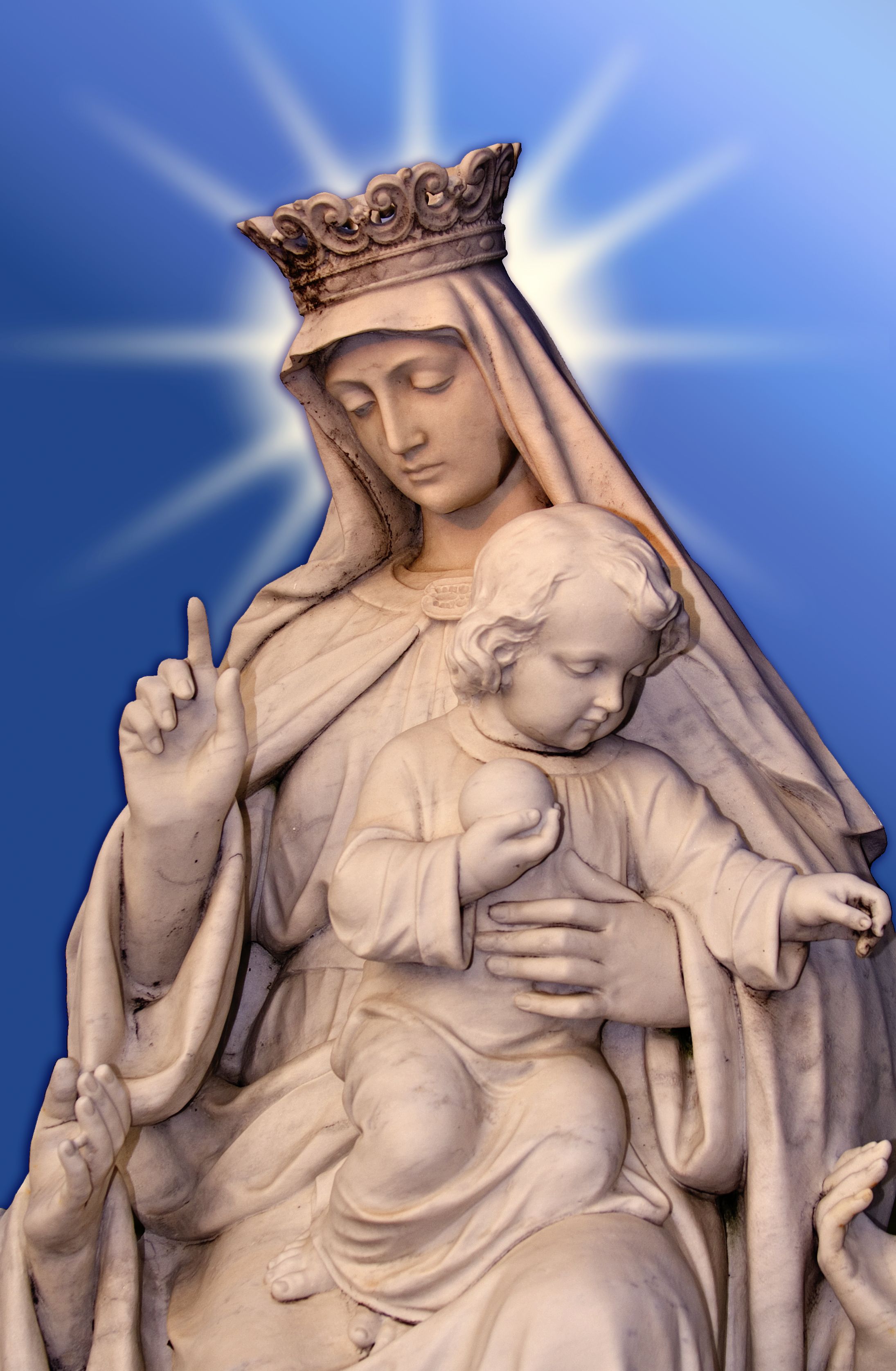 Jesus Statue Picture Child Lamb In The Hands Of Mother Mary