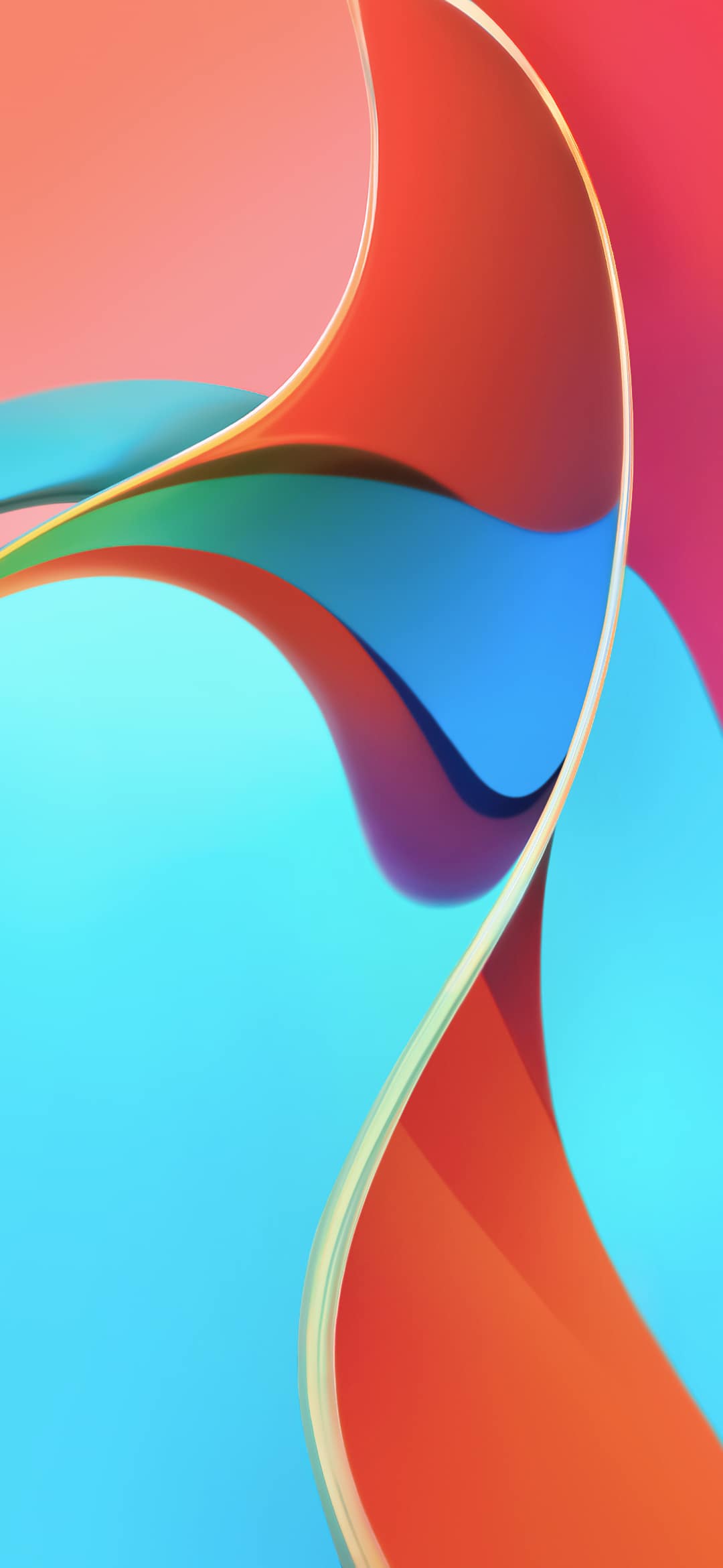 Abstract Xiaomi wallpaper with flowing red, blue, and coral shapes