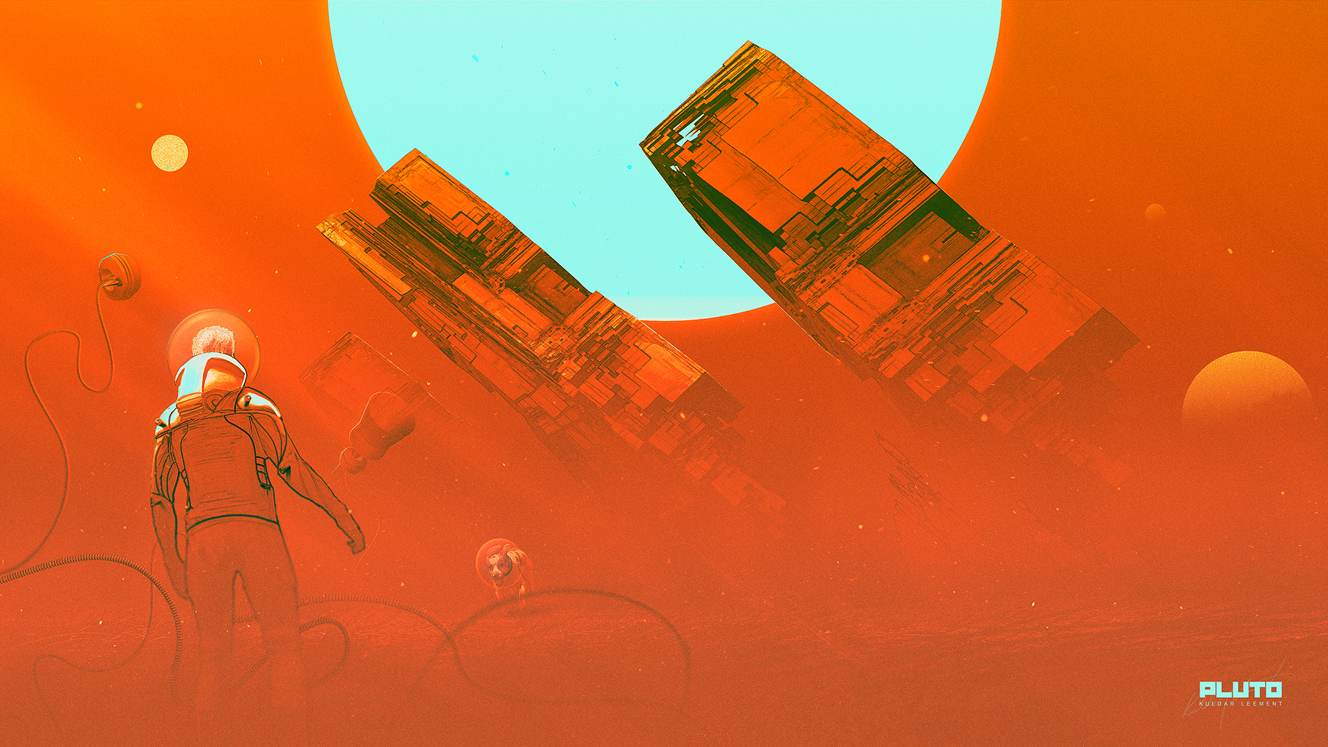 Free download Orange Pluto wallpaper Astronaut and space dog on red orange  planet [1920x1080] for your Desktop, Mobile & Tablet | Explore 48+  Synthwave Wallpaper |