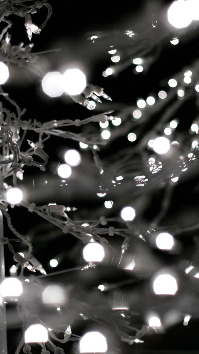640x1136 Christmas Lights Monochrome Iphone wallpaper