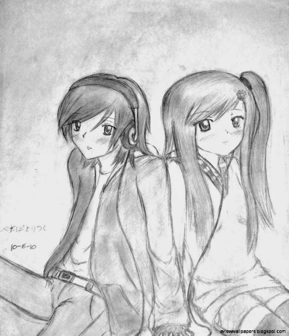 Anime Cute Couple Drawing HD Wallpaper