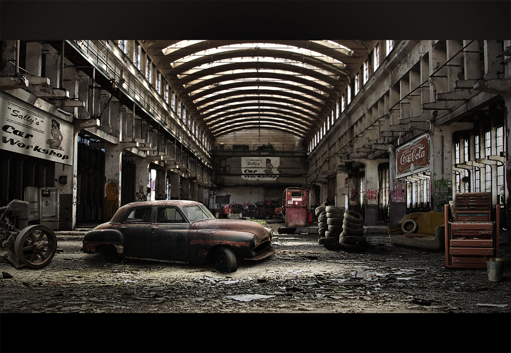 Abandoned Car Workshop By Shadothezombie