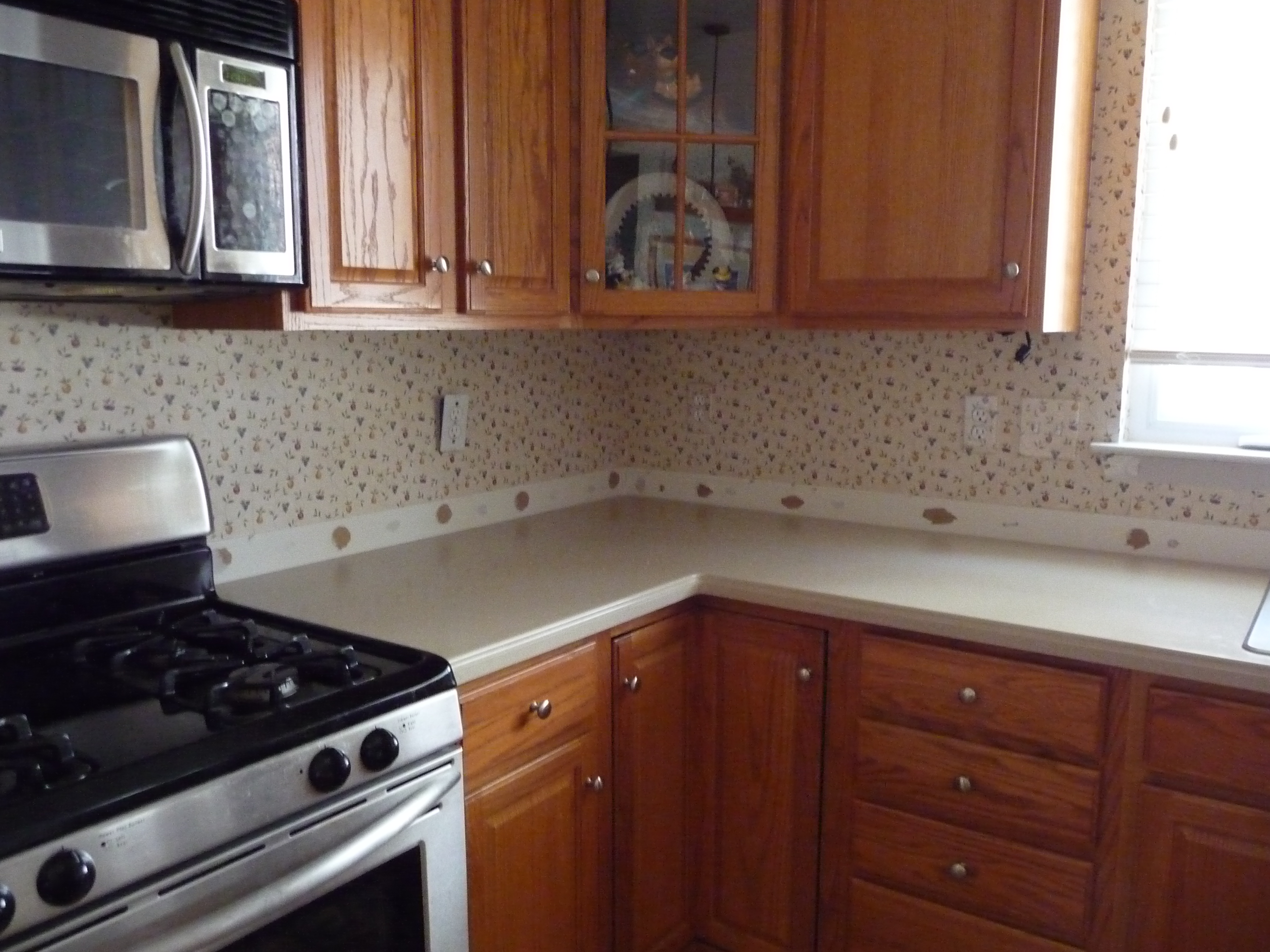 New Kitchen Backsplash With Decorative Stone Before Picture