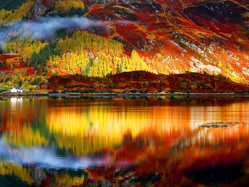 Autumn Reflections In Lake One HD Wallpaper Pictures Background