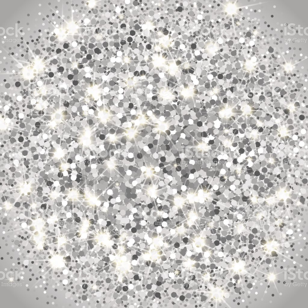 Falling Silver Particles On A Black Background Scattered