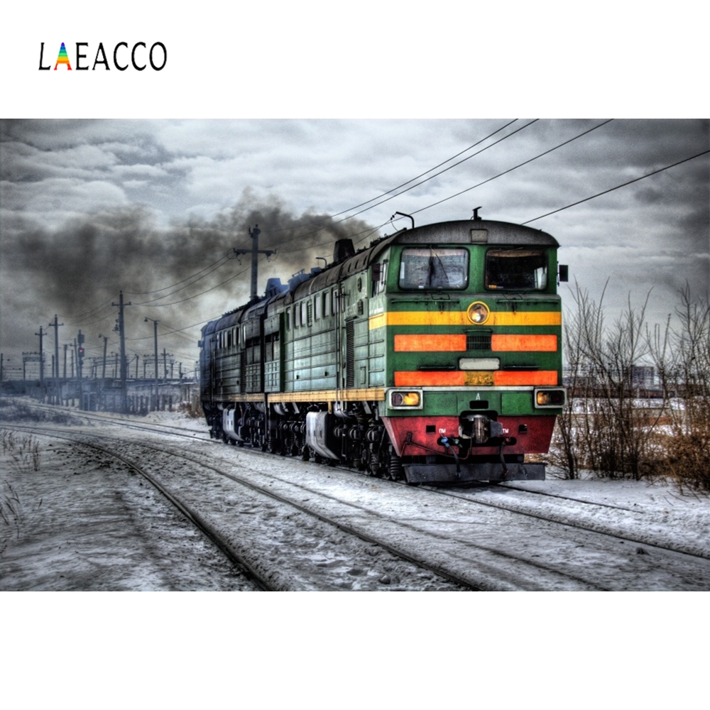 Laeacco Train Industrial Orbital Snow Photography Background