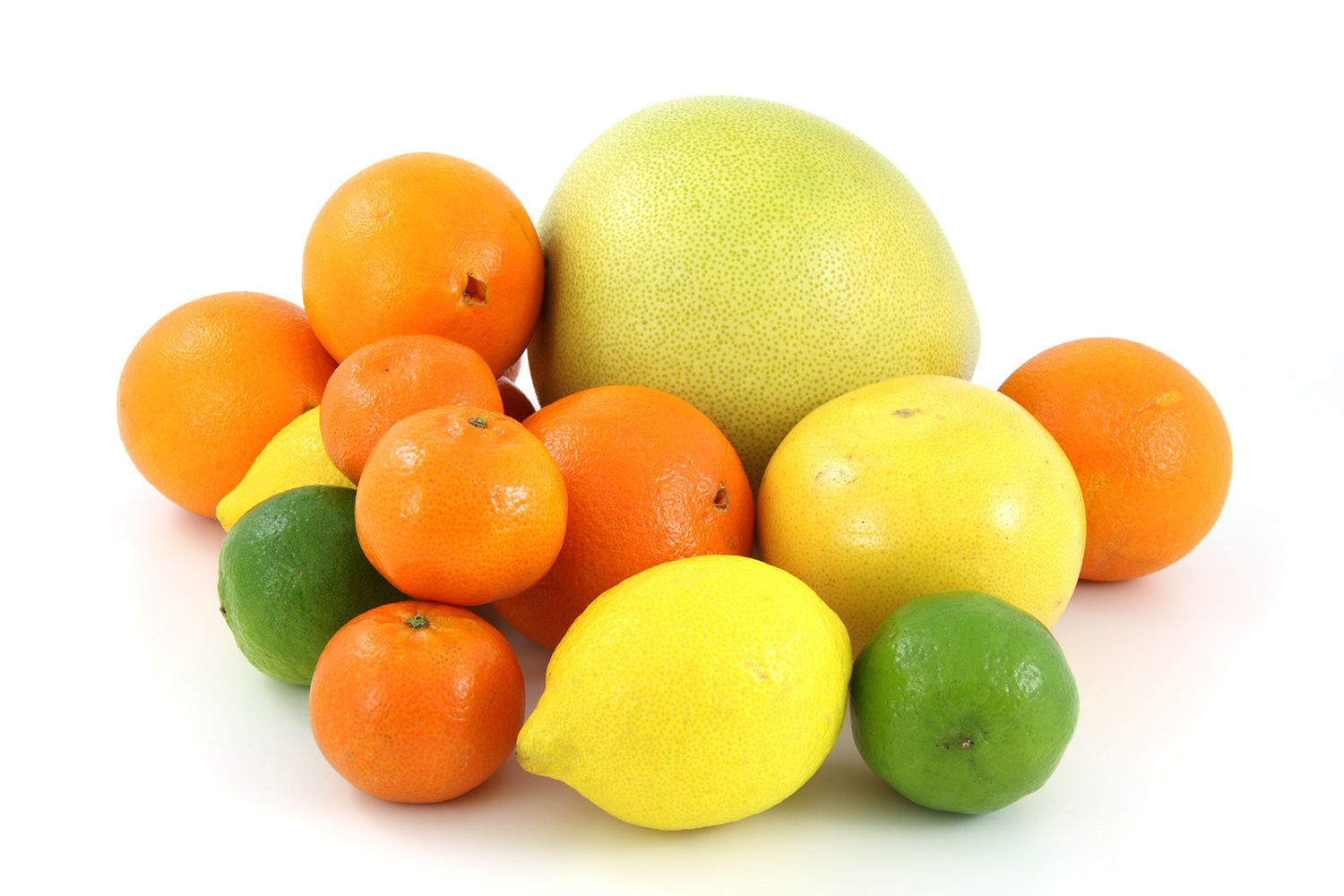 Fruits Isolated On White Background Grapefruit Orange Lemon And