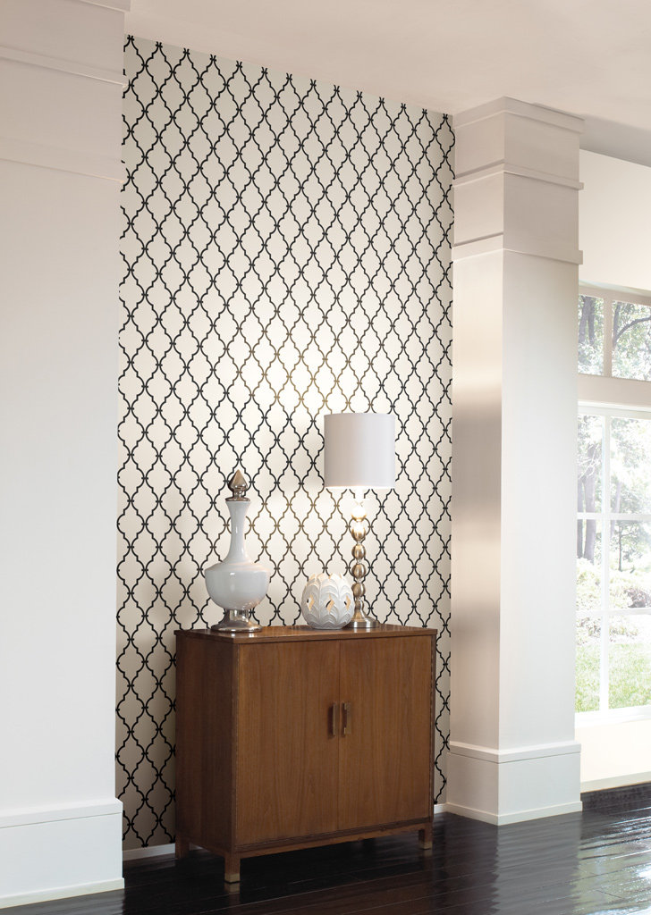 Yorks trellis Wall in a Box wallcovering kit features a sophisticated 728x1024