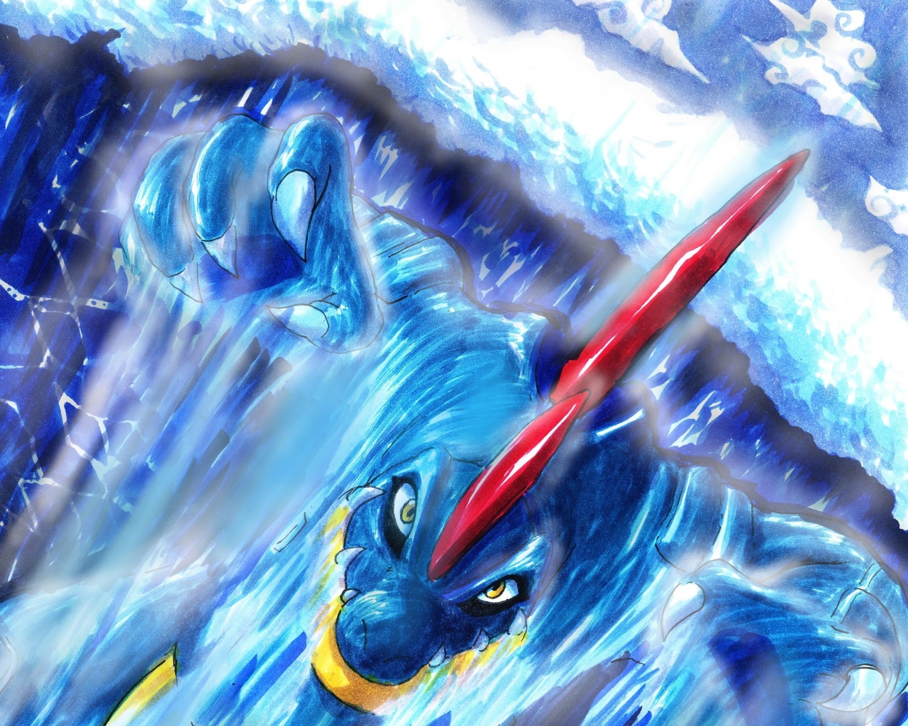 Water Pokemon Surfing Deviantart Artwork Waterfalls Feraligatr