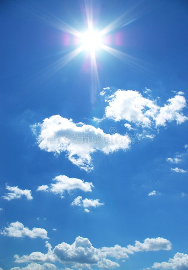 Photo About Sun And Clouds In A Blue Sky Great Background Image