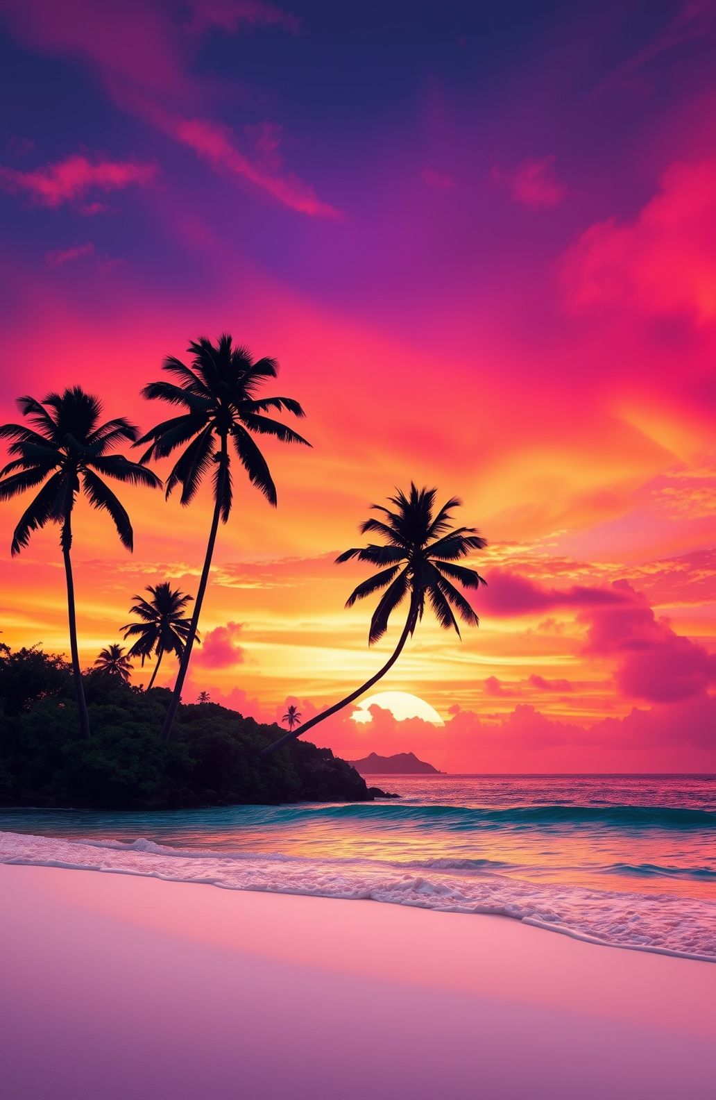 Tropical Island Sunset Wallpaper