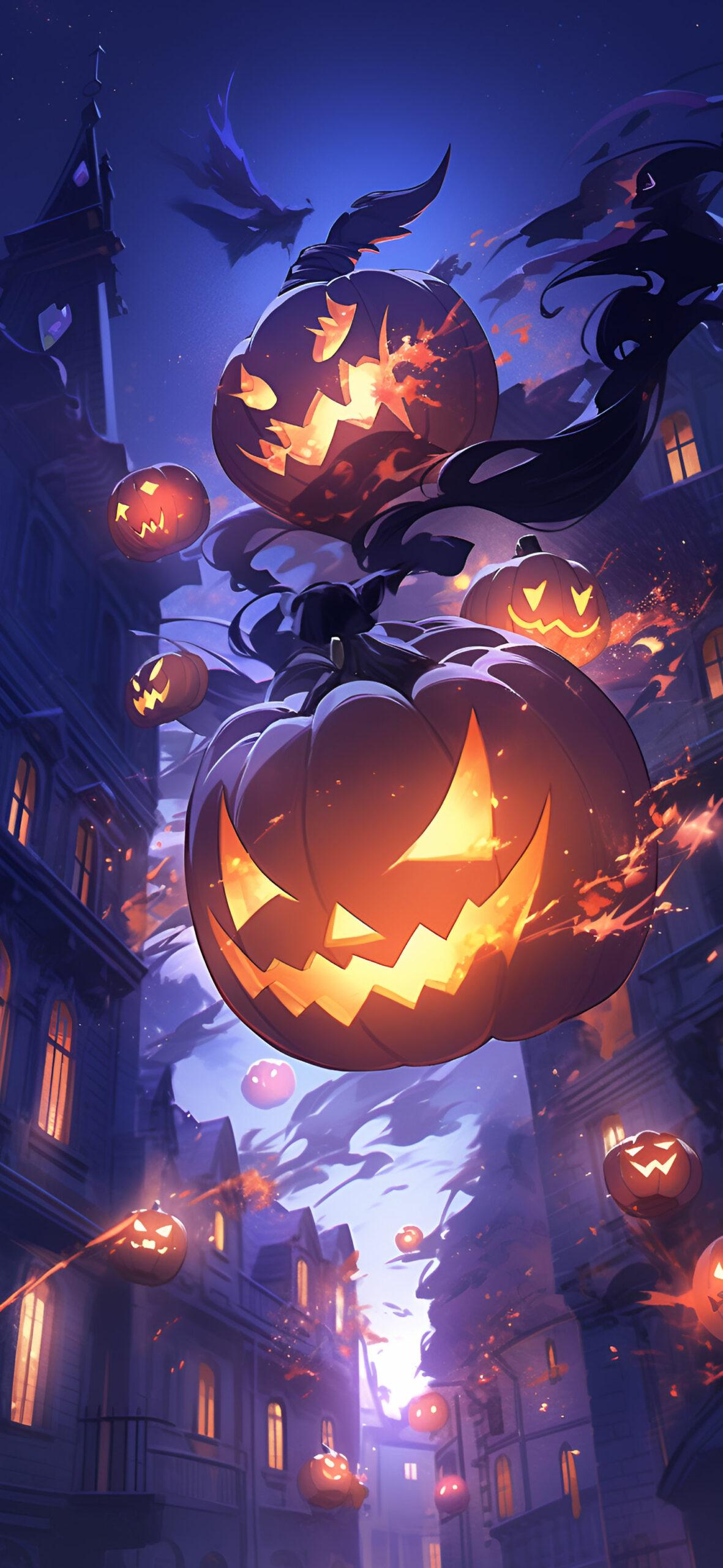 Flying Pumpkins Halloween Wallpaper 4k