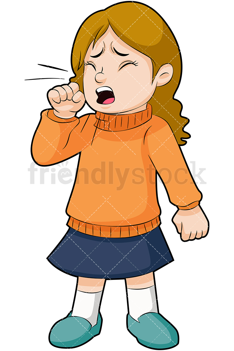Little Girl Coughing Cartoon Vector Clipart Friendlystock