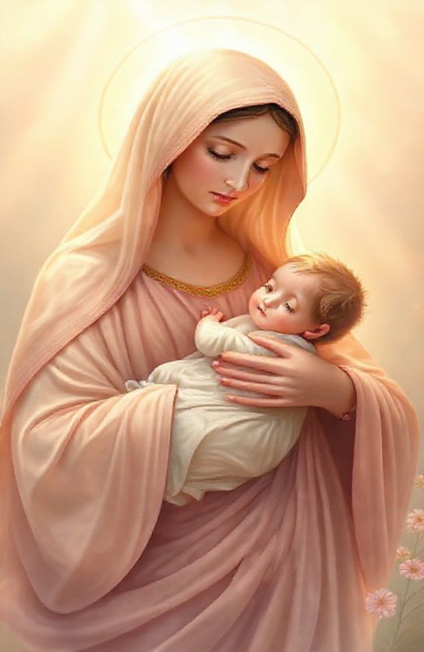 Mother Mary With Baby Jesus Wallpaper