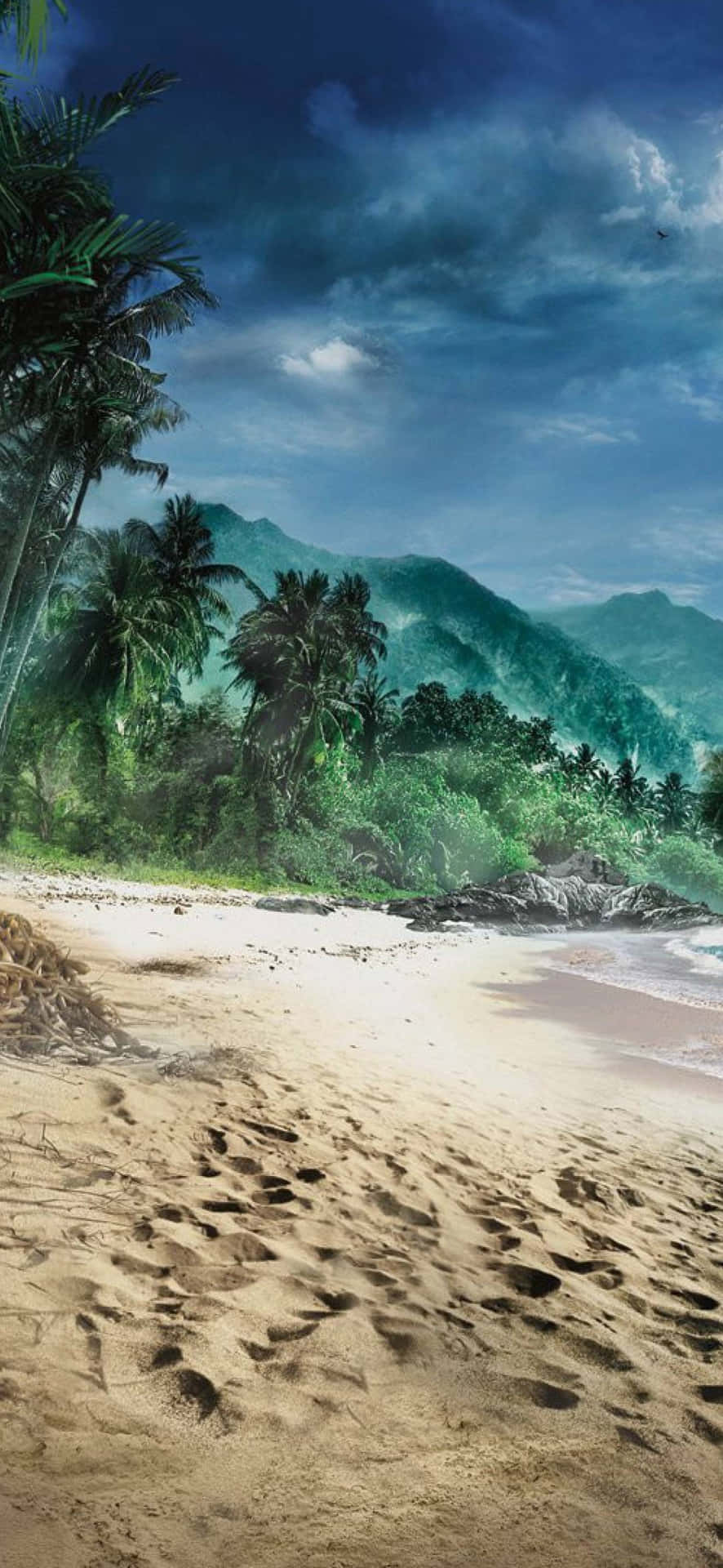 iPhone X Far Cry Beach With Trees Background Wallpaper