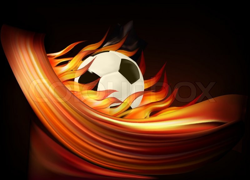 Fire Football Background With A Soccer Ball Vector Jpg
