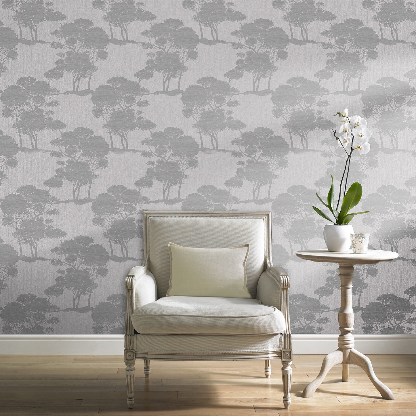 Grandeco Darcy Grey Tree Wallpaper A15704 Allen