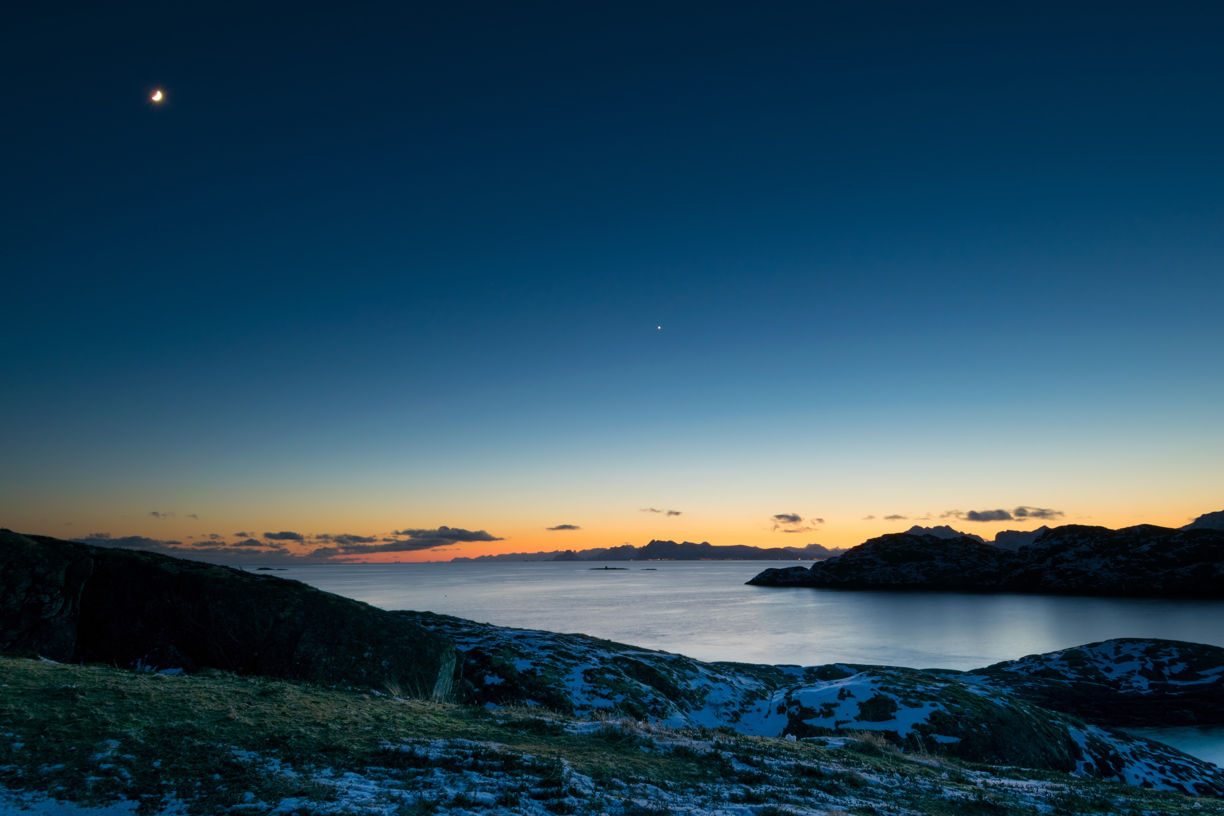 Sea Moon Clear Sky Nature 4k Resolution HD Wallpaper Image