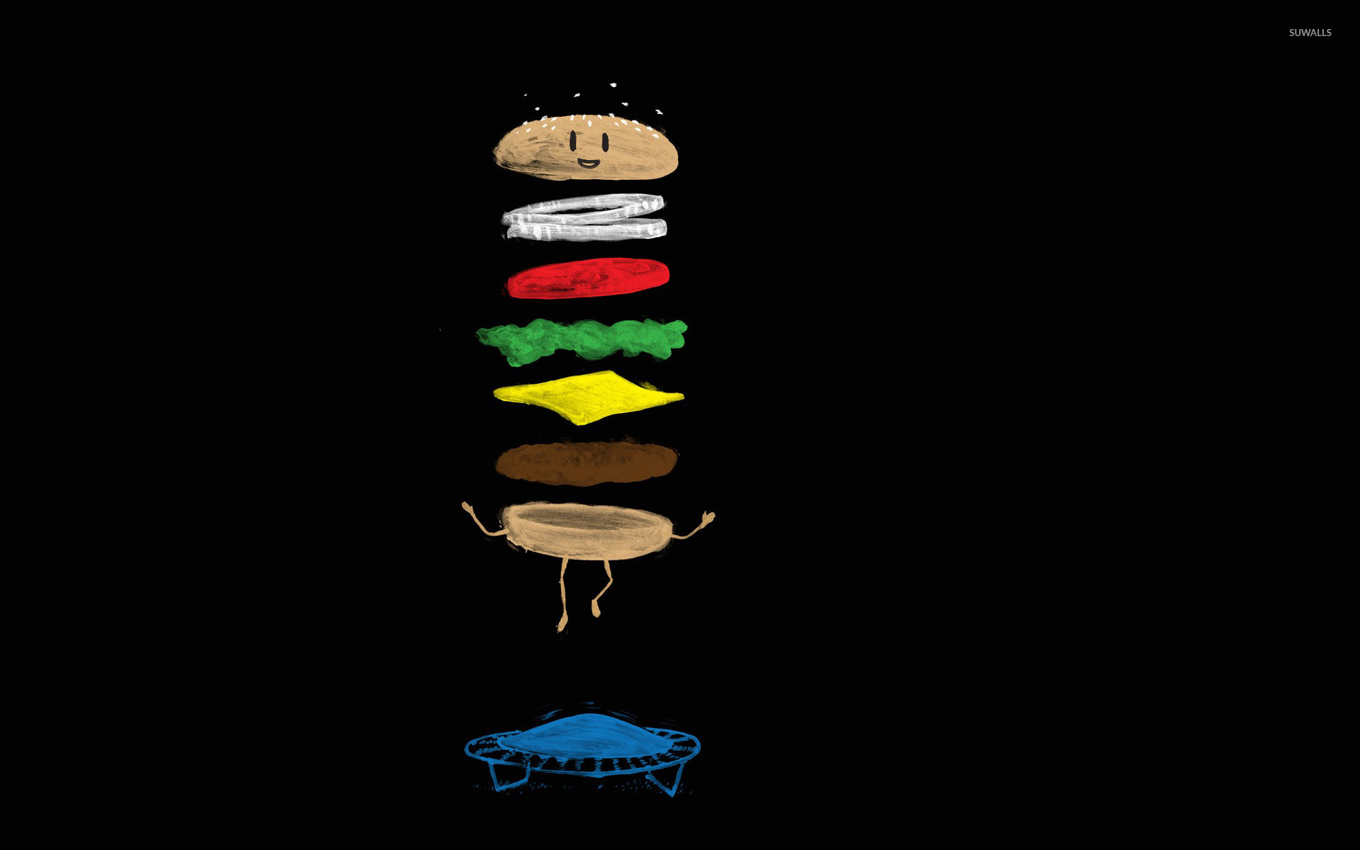 Cheeseburger On A Trampoline Wallpaper Funny