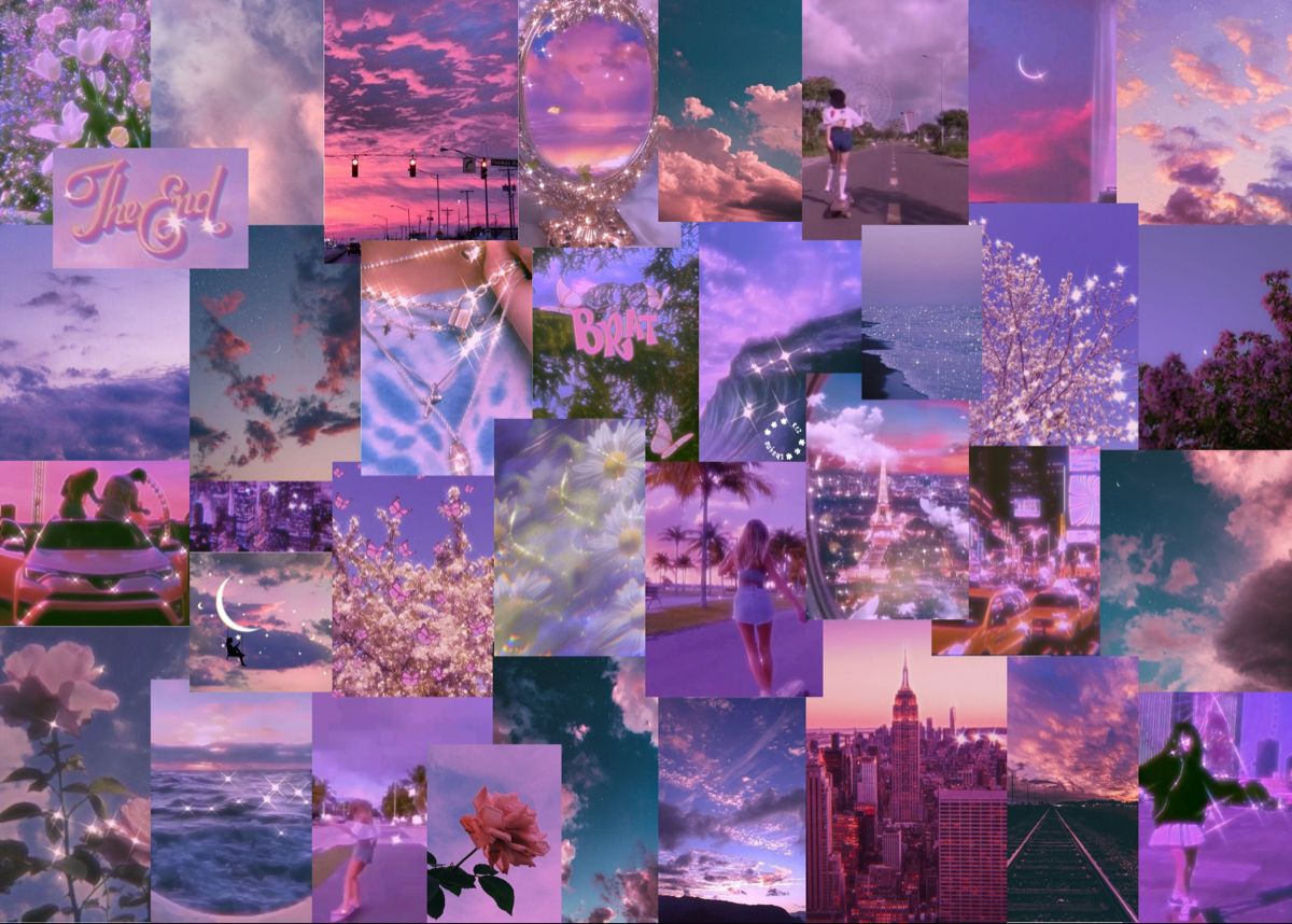 A Collage Of Photos With The Words Happy Written In It And Flowers On Them Wallpaper