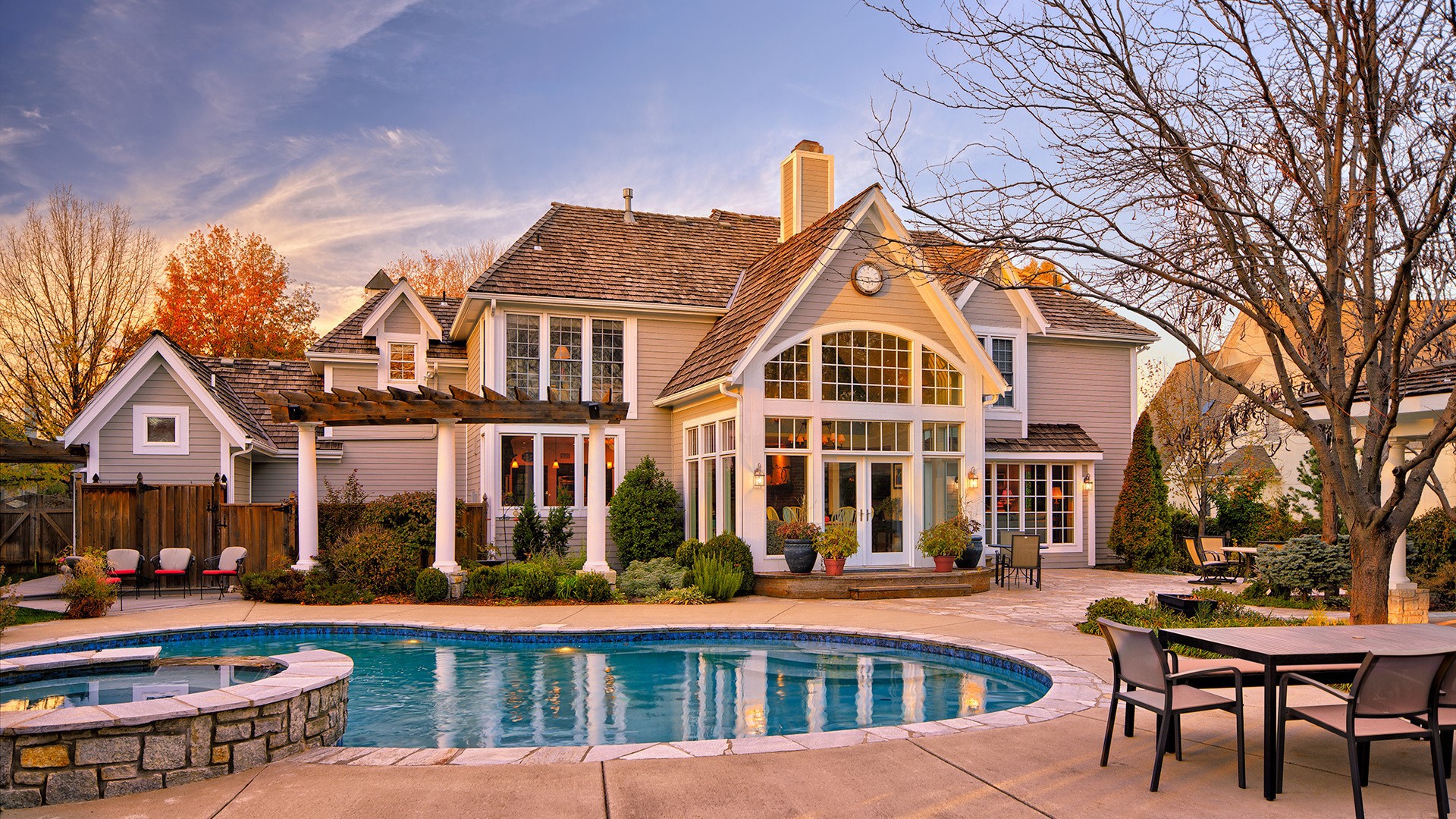 Pool At The House In A Residential Area Wallpaper And Image