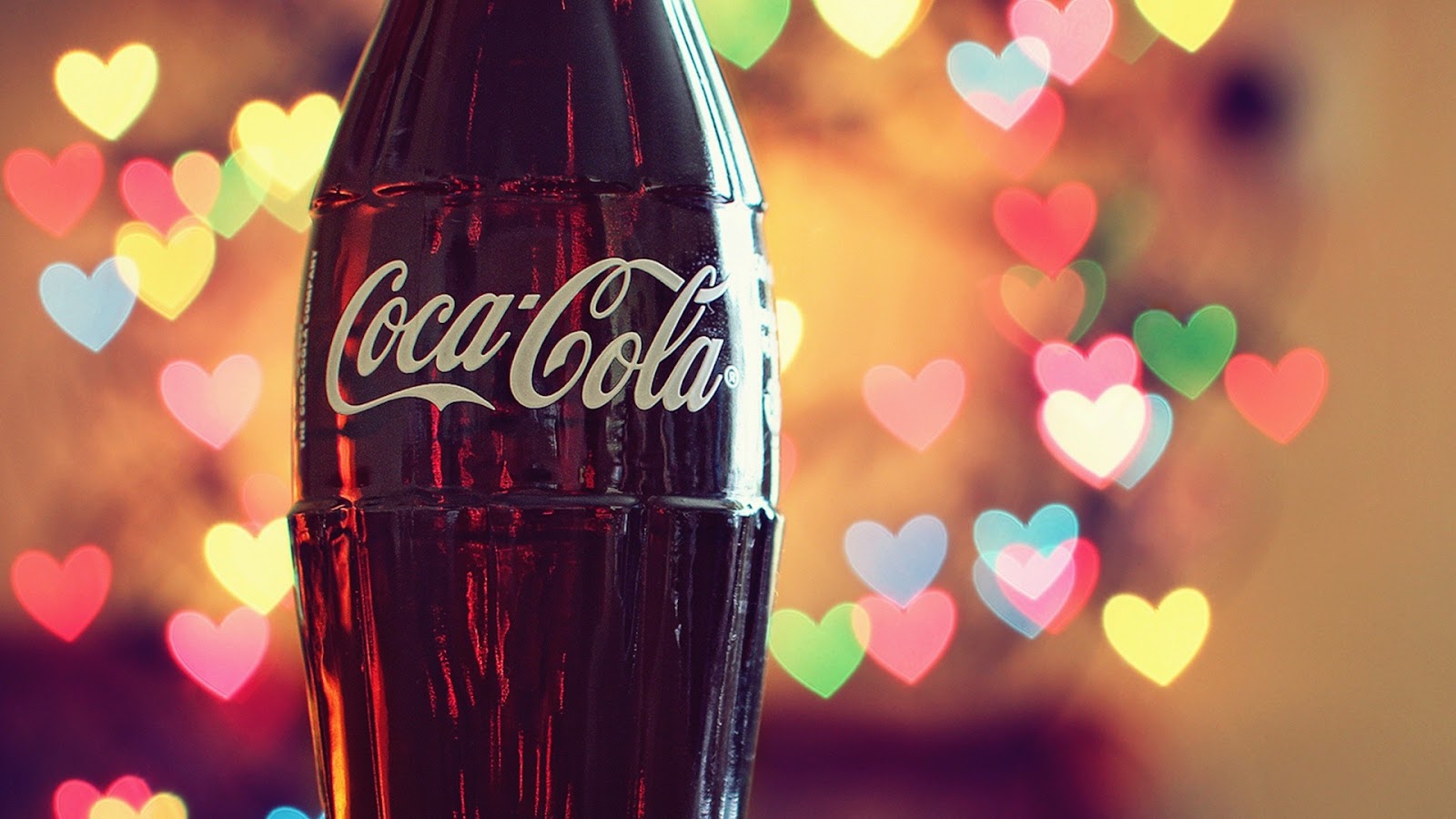 Coca Cola Glass Bottle Colorful Hearth Lights Desktop Wallpaper
