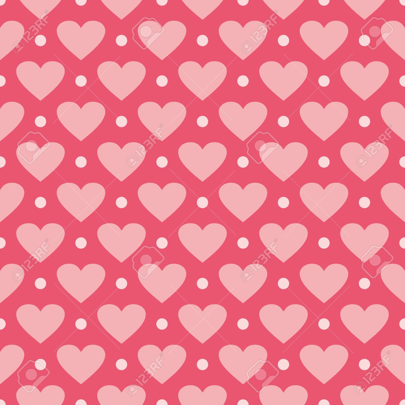 Pink Vector Background With Hearts And Polka Dots Cute Seamless